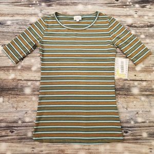 NWT LuLaRoe Gigi XXS Multicolor Striped Teal Shirt